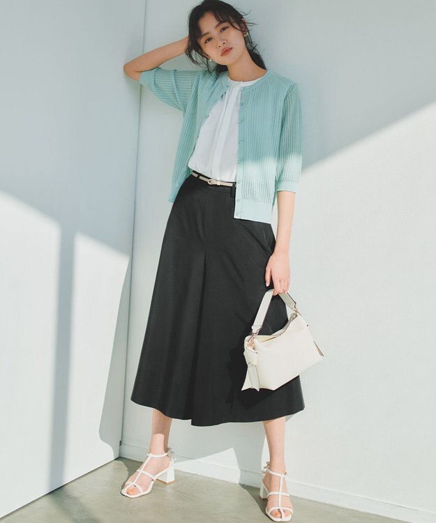 組曲 L 【先行予約・前後着用可】レーシーニット カーディガン ミントブルー系