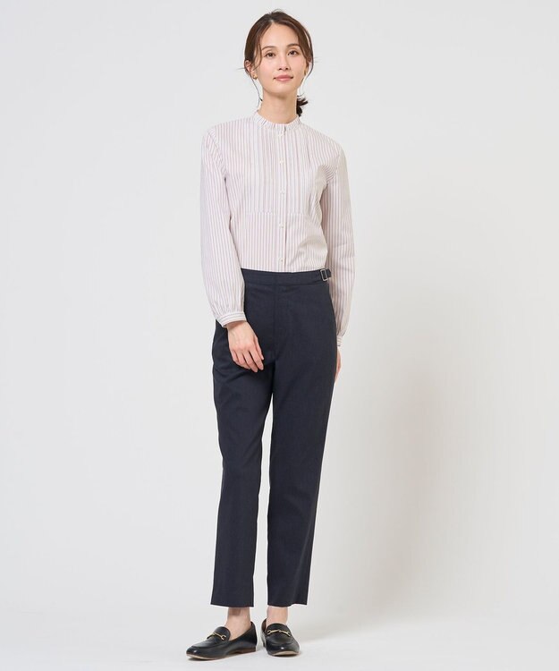 J.PRESS LADIES 【WEB限定カラーあり】セルロースリネンストレッチ テーパード パンツ ネイビー系