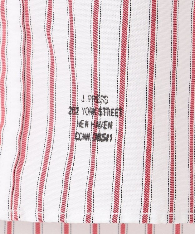 J.PRESS MEN 【WEB・一部店舗限定】ドビーマルチストライプ バンドカラーシャツ レッド系1