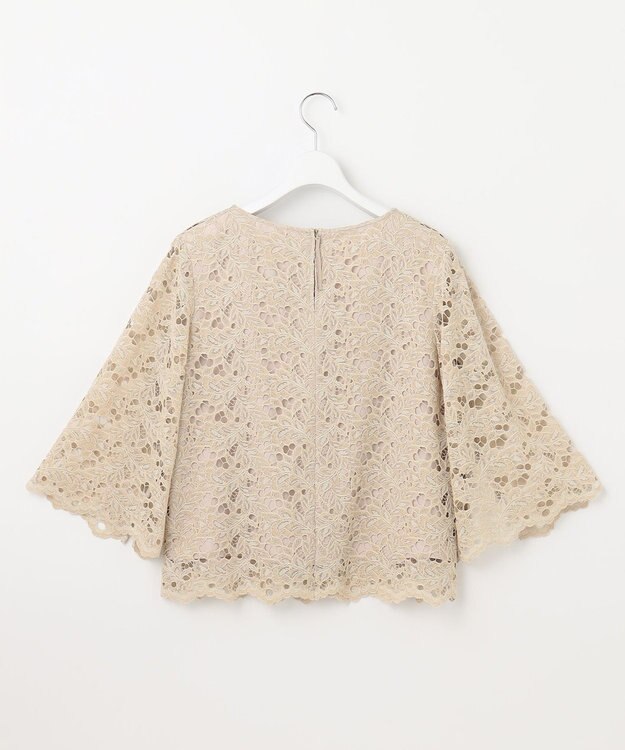 自由区 【セットアップ対応・洗える・XSサイズあり】レースコンビ ブラウス ベージュ系