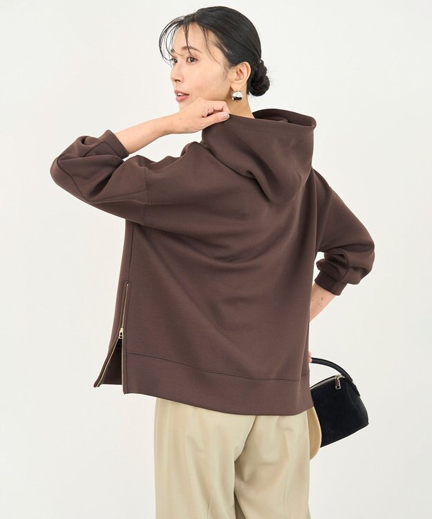 UNFILO BEAUTY FORM JERSEY サイドZIP フーディ 【WEB限定】ブラウン