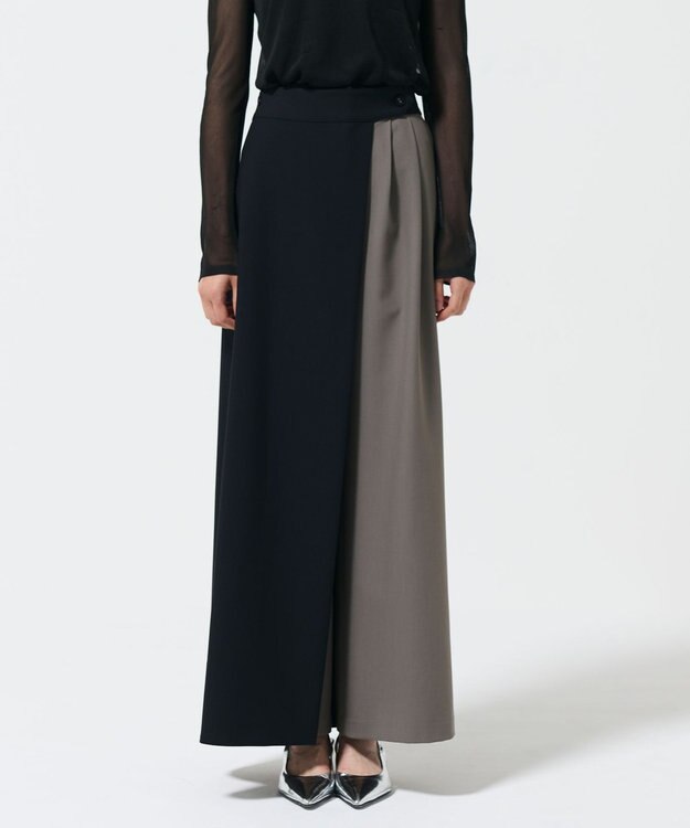 GRACE CONTINENTAL レイヤードタックワイドパンツ バイカラー