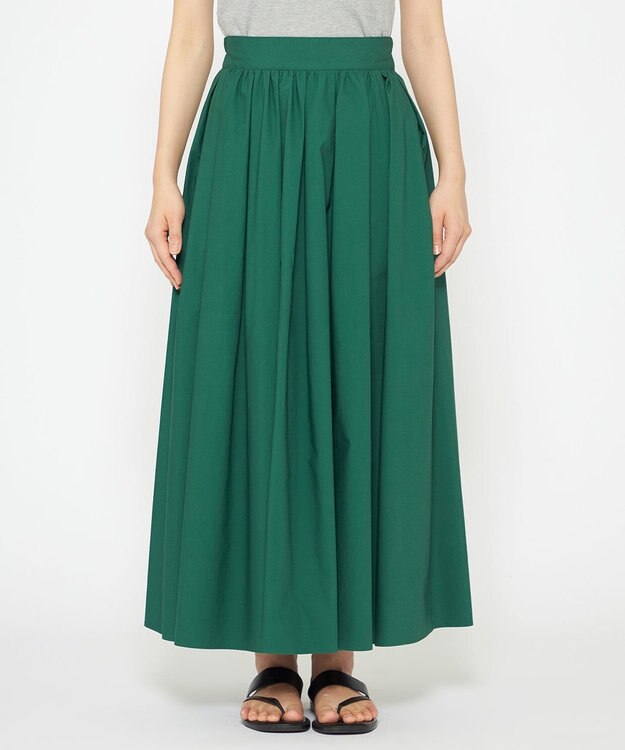 uncrave 【洗濯機洗い可】カラータイプライター フレアスカート（uncrave WHITE） グリーン