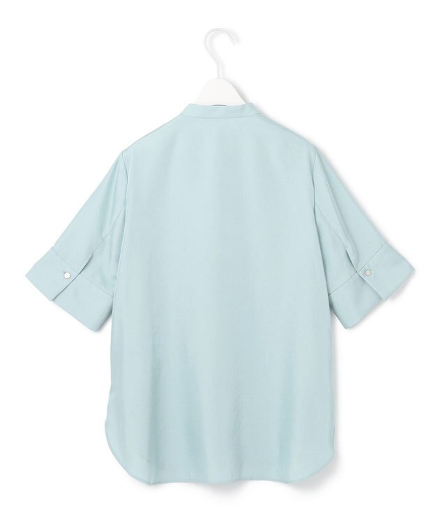 ICB 【接触冷感・速乾・洗える】シルキーツイル デザインブラウス スカイブルー系