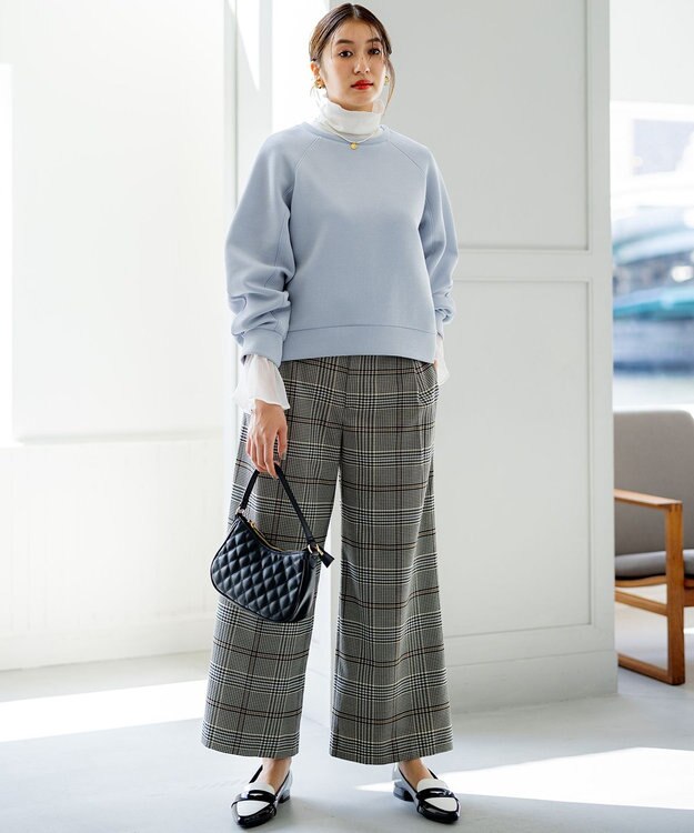 組曲 L ダンボールジャージー ショート丈プルオーバー サックスブルー系