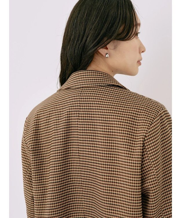 earth music&ecology チェックショートジャケット Brown
