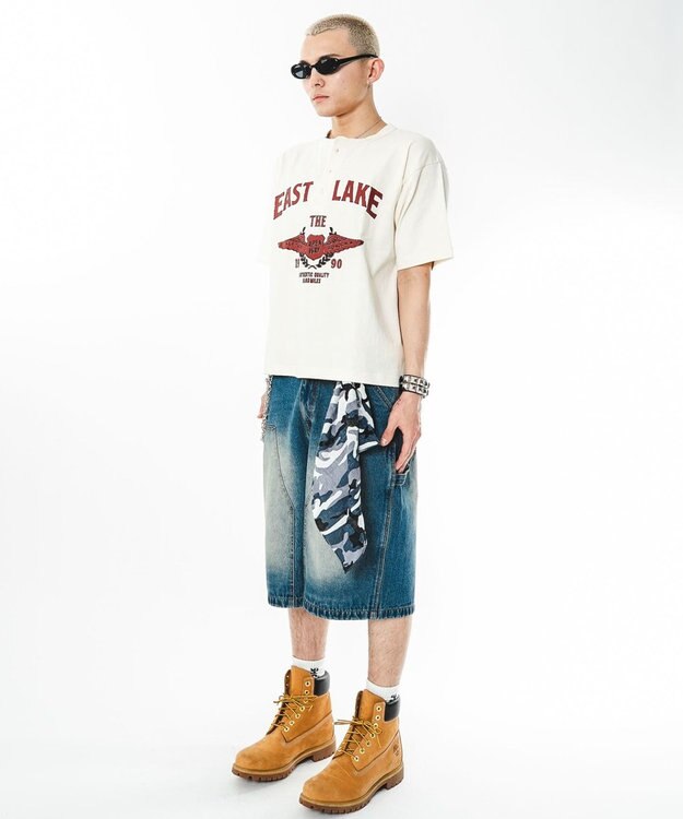 WEGO 【ユニセックス着用ITEM】グラフィックヘンリーネックT（SS） オフホワイト