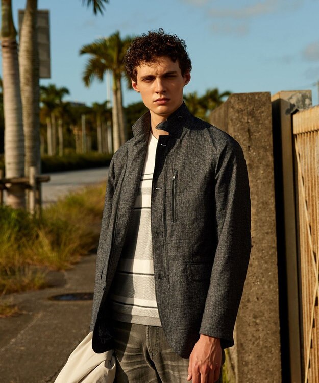 JOSEPH ABBOUD 【軽量・撥水加工】メランジストレッチジャケットブルゾン グレー系