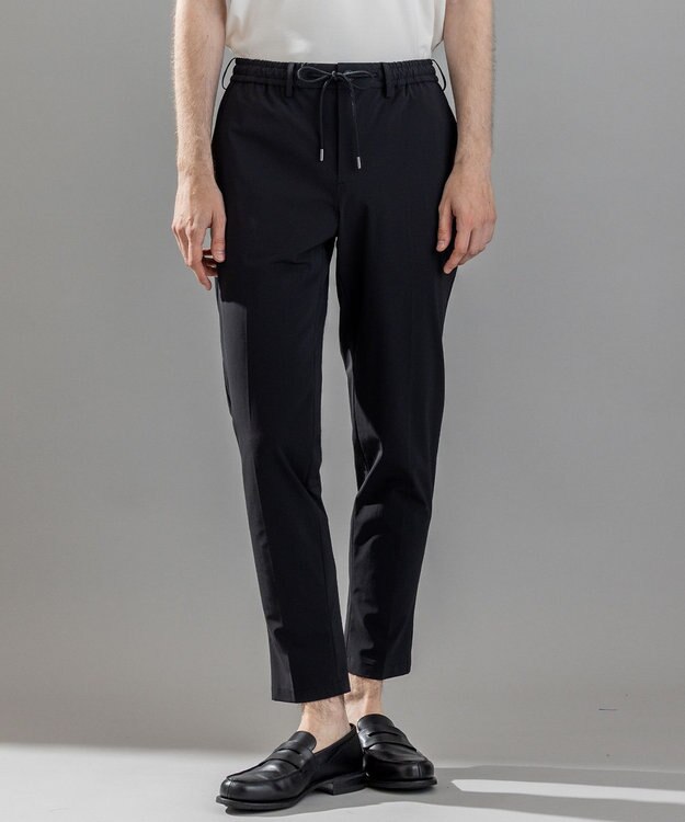 JOSEPH HOMME 新素材【接触冷感性/防しわ性/ストレッチ/洗える/撥水加工】トリコソリッドストレッチ ドロスト付きテーパードパンツ / PEGG CONVERTIBLE ブラック系