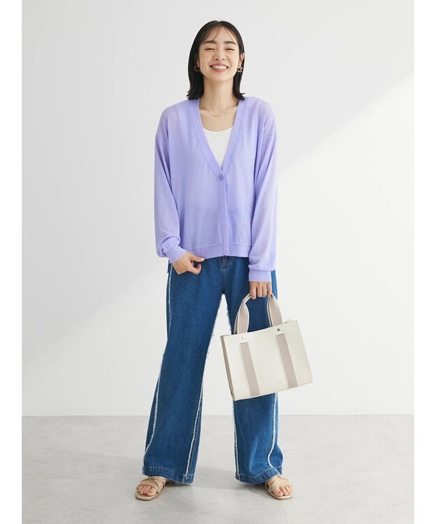 Green Parks Ｖネックシアーカットカーディガン Purple