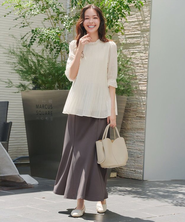 Tiaclasse 【洗える】カットツイルマーメイドスカート モカ