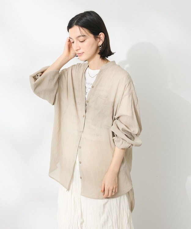 CRAFT STANDARD BOUTIQUE ヴィンテージボイルスキッパー長袖シャツ Gray Beige
