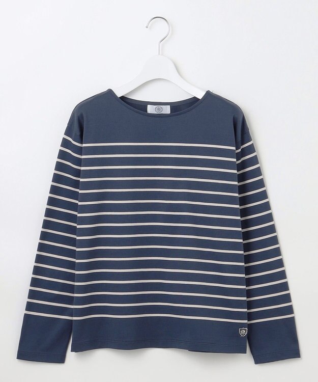 J.PRESS LADIES バスクボーダー カットソー ブルーグレー×グレージュ