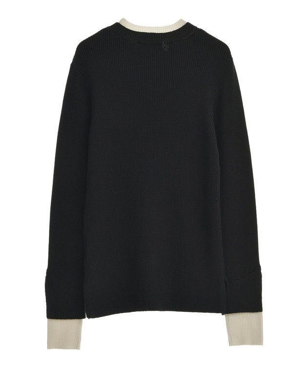 Green Parks ダブルカフスモックネック配色ニット Black