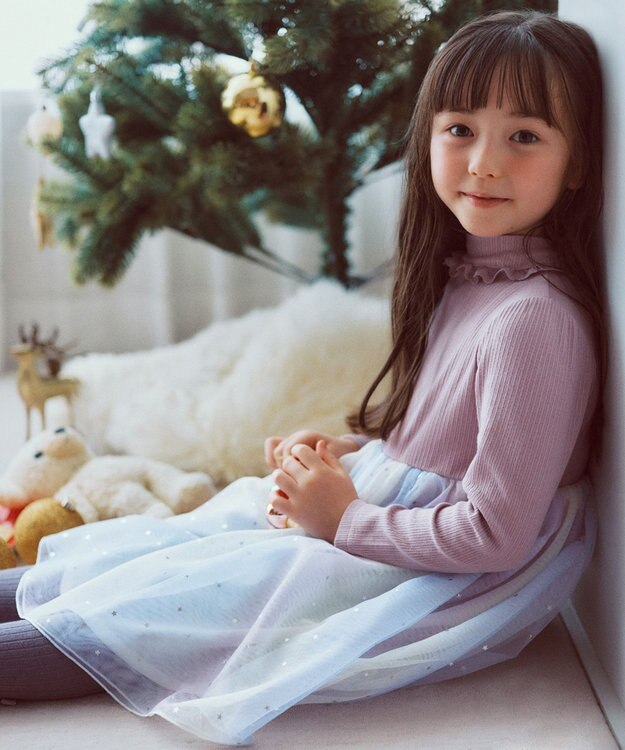 ANY KIDS ドッキング チュール ワンピース ラベンダー×レインボー