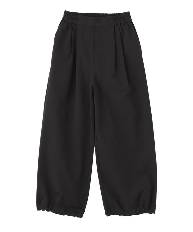 Green Parks サッカー裾ドロストワイドパンツ Black