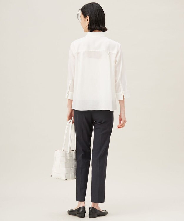 自由区 【ドラマ「明日はもっと いい日になる」着用】【接触冷感・吸水速乾・洗える】ナチュラルリネンクロップド丈 シャツ オフ