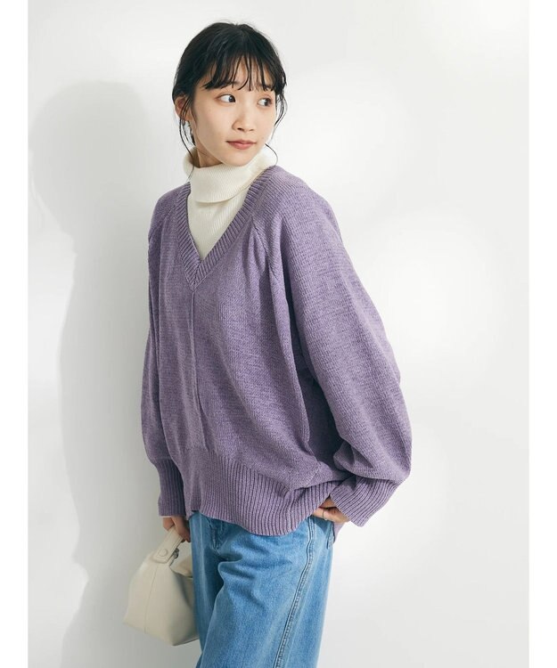 CRAFT STANDARD BOUTIQUE 洗えるコードモールＶネックプルオーバー Purple