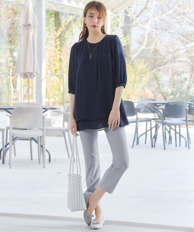 Tiaclasse 日本製デンビスリムストレートパンツ サックスグレー