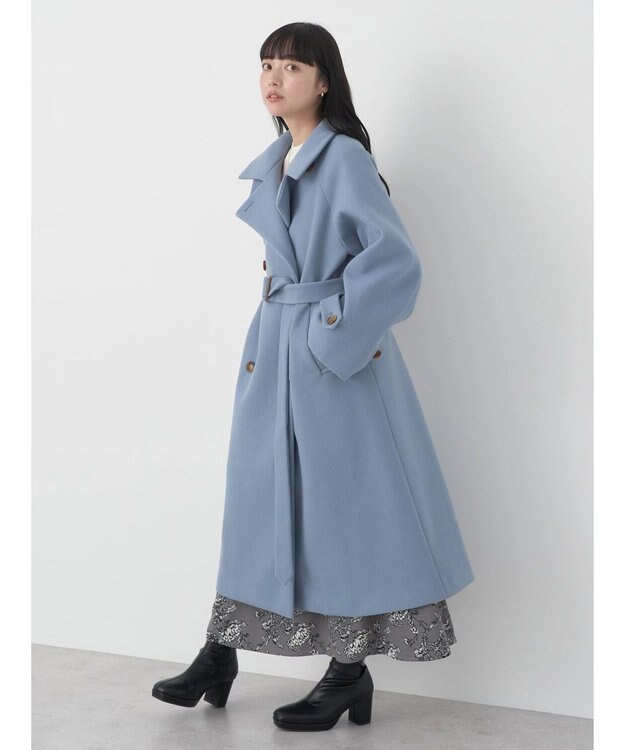 earth music&ecology ２ｗａｙカラーロングコート Blue