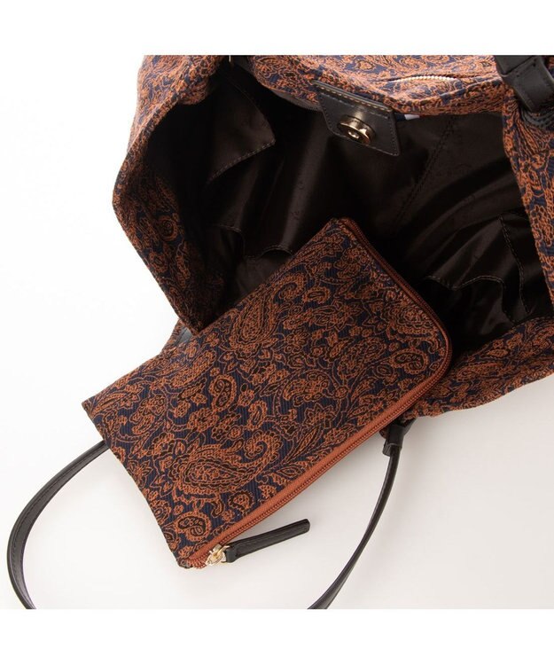 LA BAGAGERIE 【DEVEAUX】ペイズリーナチュラルトート レンガブラウン