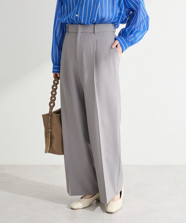 Green Parks きれシルストレートワイドパンツ Gray