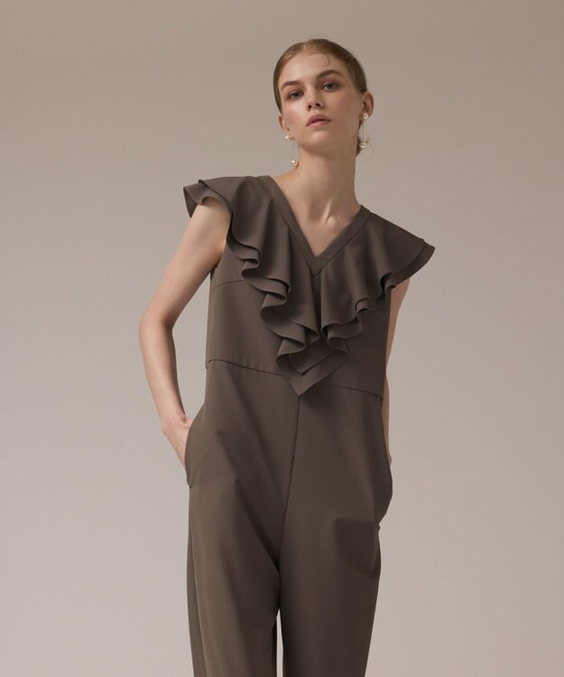 GRACE CONTINENTAL フリルサロペット カーキ