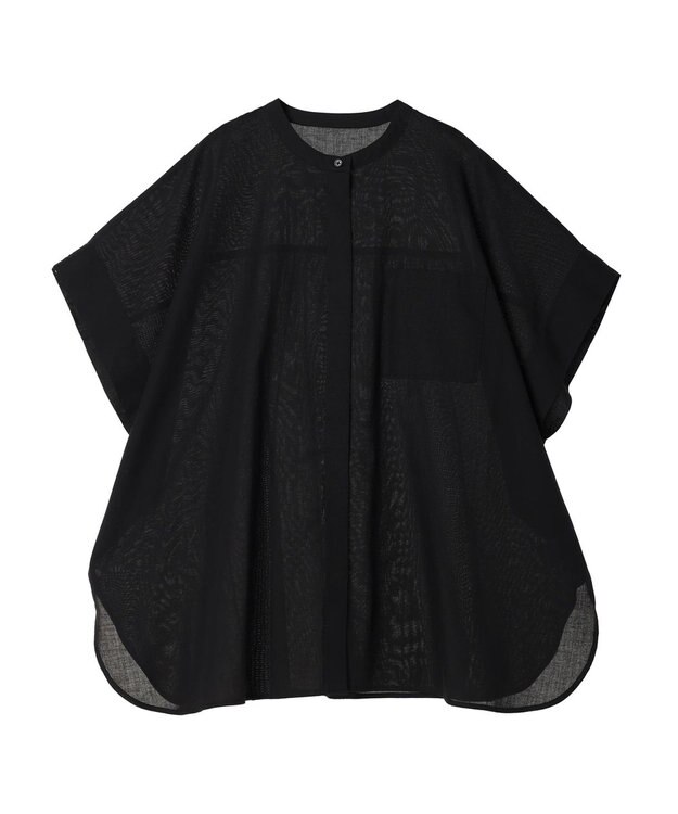 Green Parks 綿麻混ポンチョ風シャツ Black