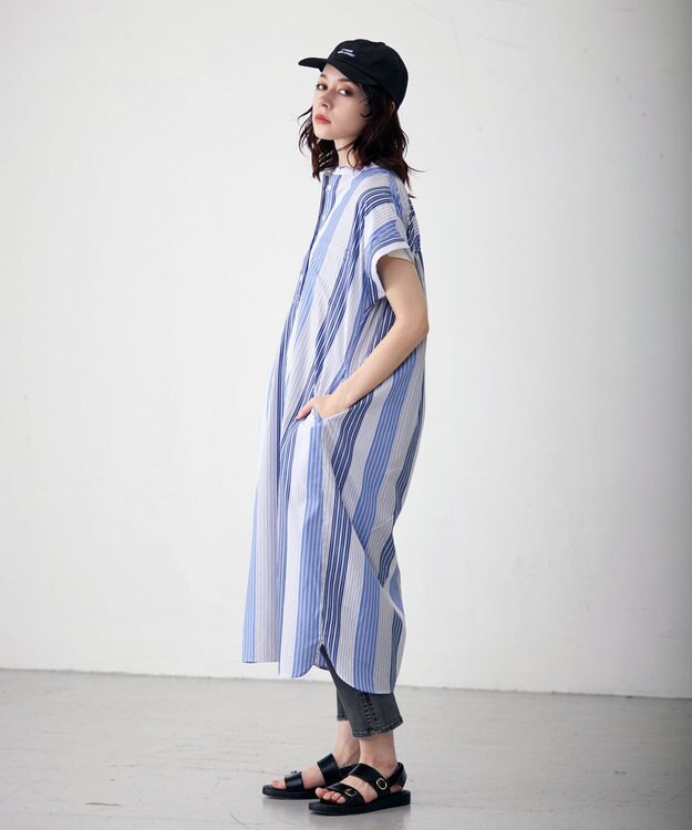 J.PRESS YORK STREET 【WOMEN】ドルマンシャツ ワンピース ブルー系1