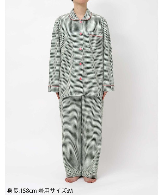une nana cool 【綿混】丸襟ぽこぽこNew Yearパジャマ グリーン