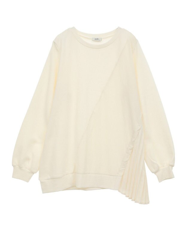 earth music&ecology サイドプリーツ裏起毛プルオーバー Ivory