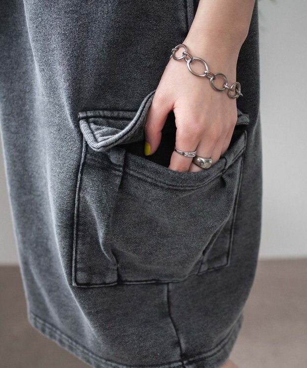 WEGO 【ウエストゴム】スウェットカーゴハーフパンツ スミクロ