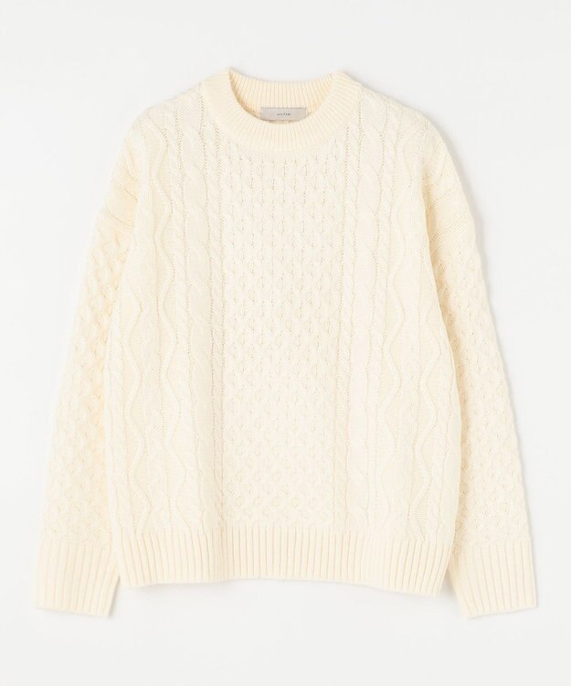 ANY L 【洗濯機可】ソフトタッチケーブルニット アイボリー系