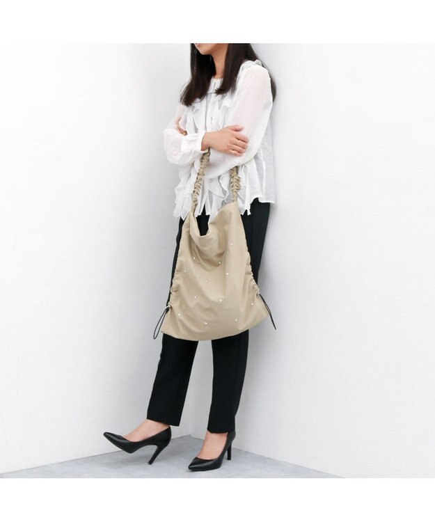 UNBILLION カシュカシュ cachecache / ビジュー付きワンハンドルトート オーク