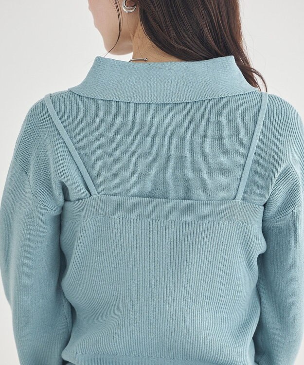 earth music&ecology 【2点SET】襟付きニットアンサンブル Blue