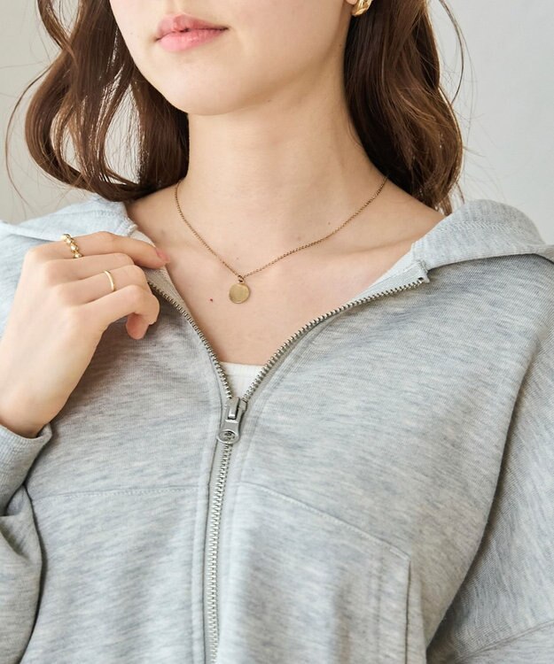 WEGO ショートジップパーカー 杢グレー