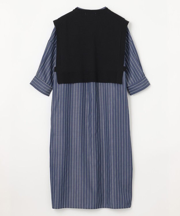 ANY 【洗濯機可・セットアイテム】短丈ベスト×シャツワンピースセット ブラック