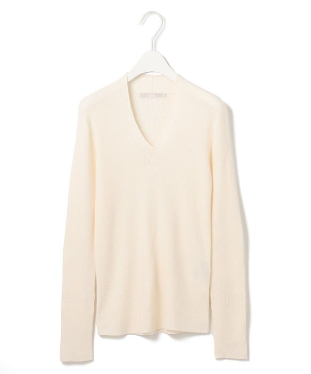 ICB 【新色追加・洗える】エクストラファインメリノ Vネックプルオーバー オフホワイト系