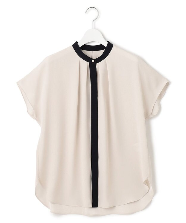 23区 【洗える】バックサテンアムンゼン パールボタン ブラウス ベージュ系