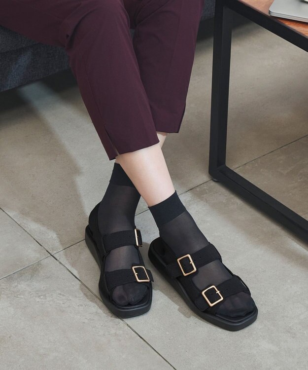 steppi 【洗える】バックルベルト サンダル ブラック