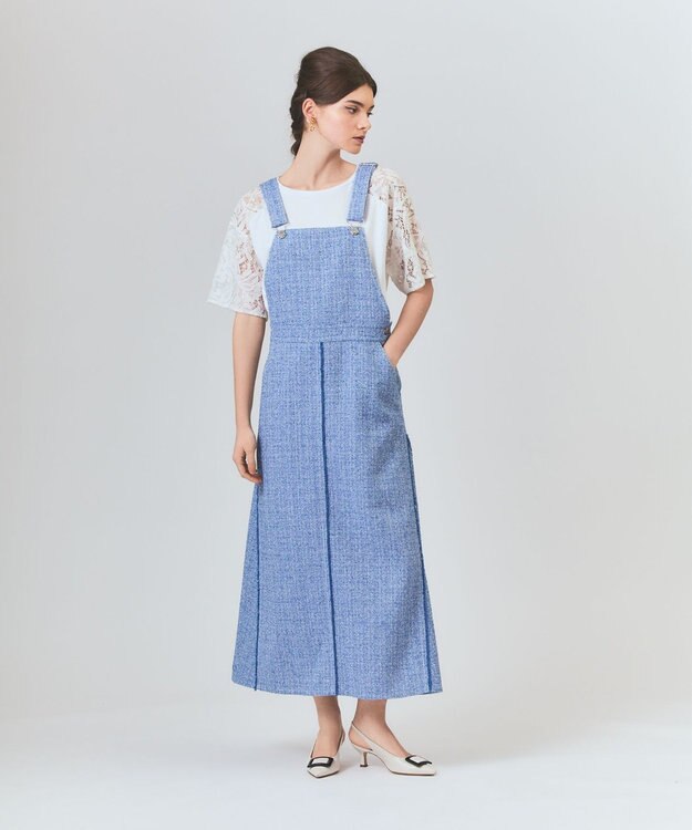 GRACE CONTINENTAL シャンブレーツイードジャンパースカート ブルー