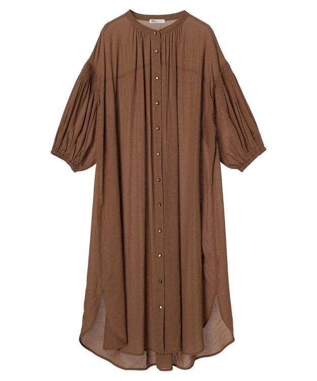 CRAFT STANDARD BOUTIQUE ウ゛ィンテージボイル袖シャーリングワンピース Brown