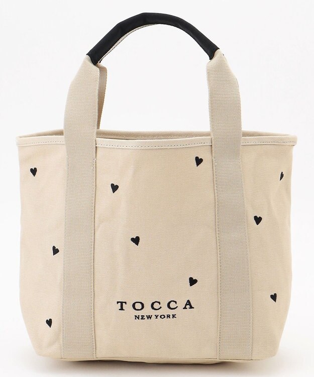 TOCCA 【大人百花コラボカラー有・WEB＆一部店舗限定】LUCKY SHOWER CANVASTOTE キャンバス トートバッグ [新色]ベージュ×ブラックハート柄