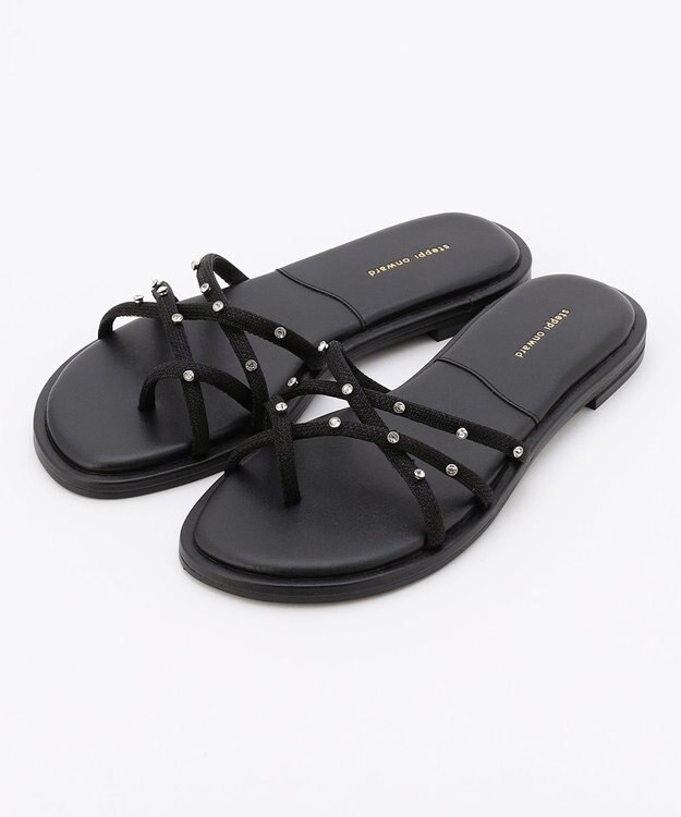 steppi ビジュー トング サンダル ブラック