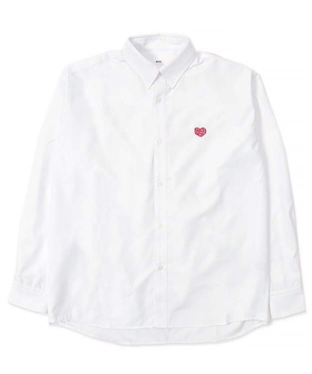 WEGO 【ユニセックス着用ITEM/MLサイズ展開】オックスフォードワンポイントシャツ（LS） ホワイト