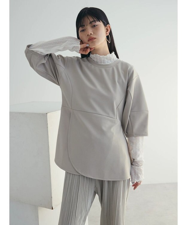 Green Parks armonia. ペプラム切替トップス Gray Beige