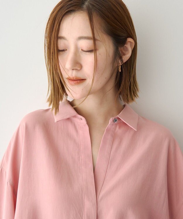YECCA VECCA バルーン袖スキッパーシャツ Pink