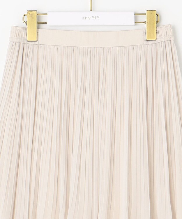 ANY SIS L 【洗える】シャイニープリーツ スカート ベージュ