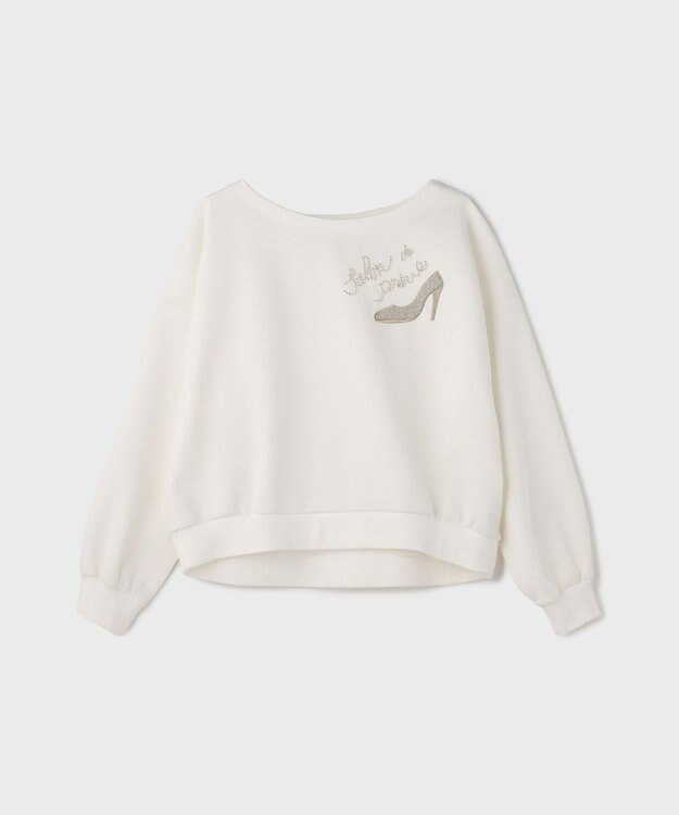 GRACE CONTINENTAL モチーフ刺繍スウェットトップ ホワイト