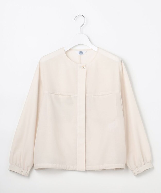 J.PRESS LADIES L 【季節の変わり目に】リネンシアースラブ ノーカラー ブルゾン ライトベージュ系